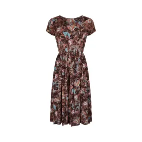 1940s Cold Rayon Floral Print Dress