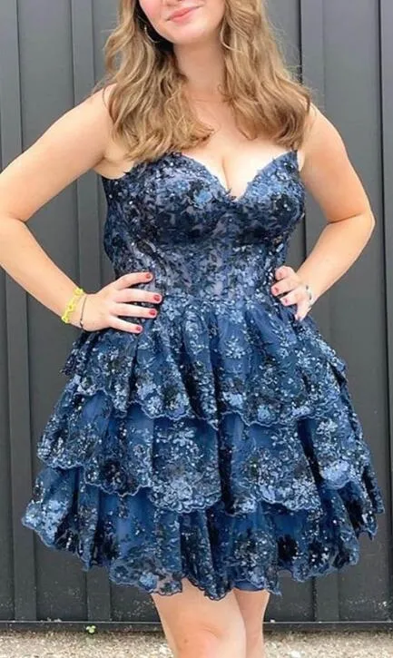 2023 A-line Lace Homecoming Dresses PC1126