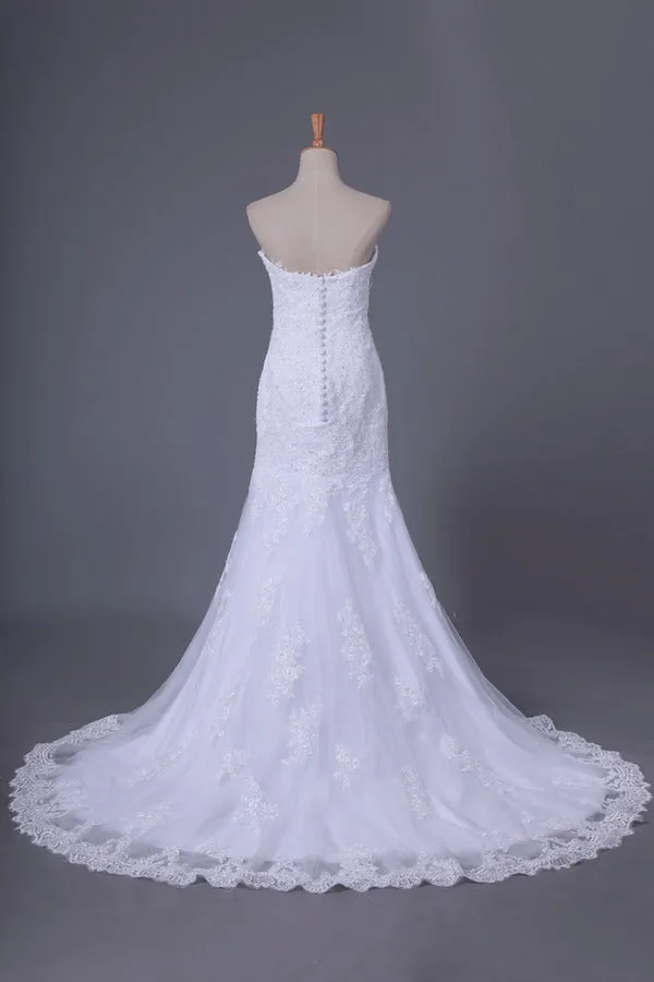 2024 Wedding Dresses Mermaid Sweetheart With Beads And PEPRMQEL