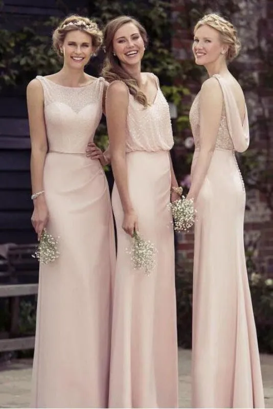 A-line/Princess Long Prom Dress,Chic Chiffon Bridesmaid Dress