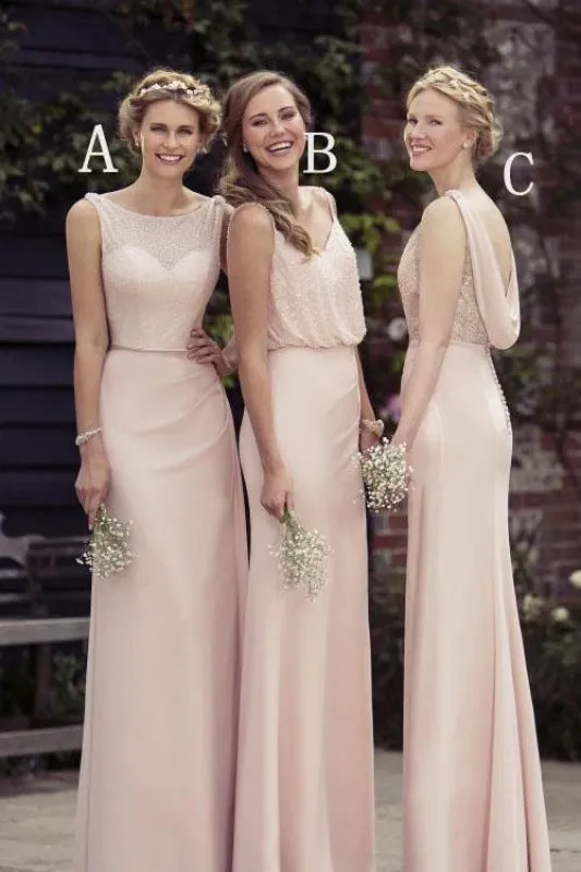 A-line/Princess Long Prom Dress,Chic Chiffon Bridesmaid Dress