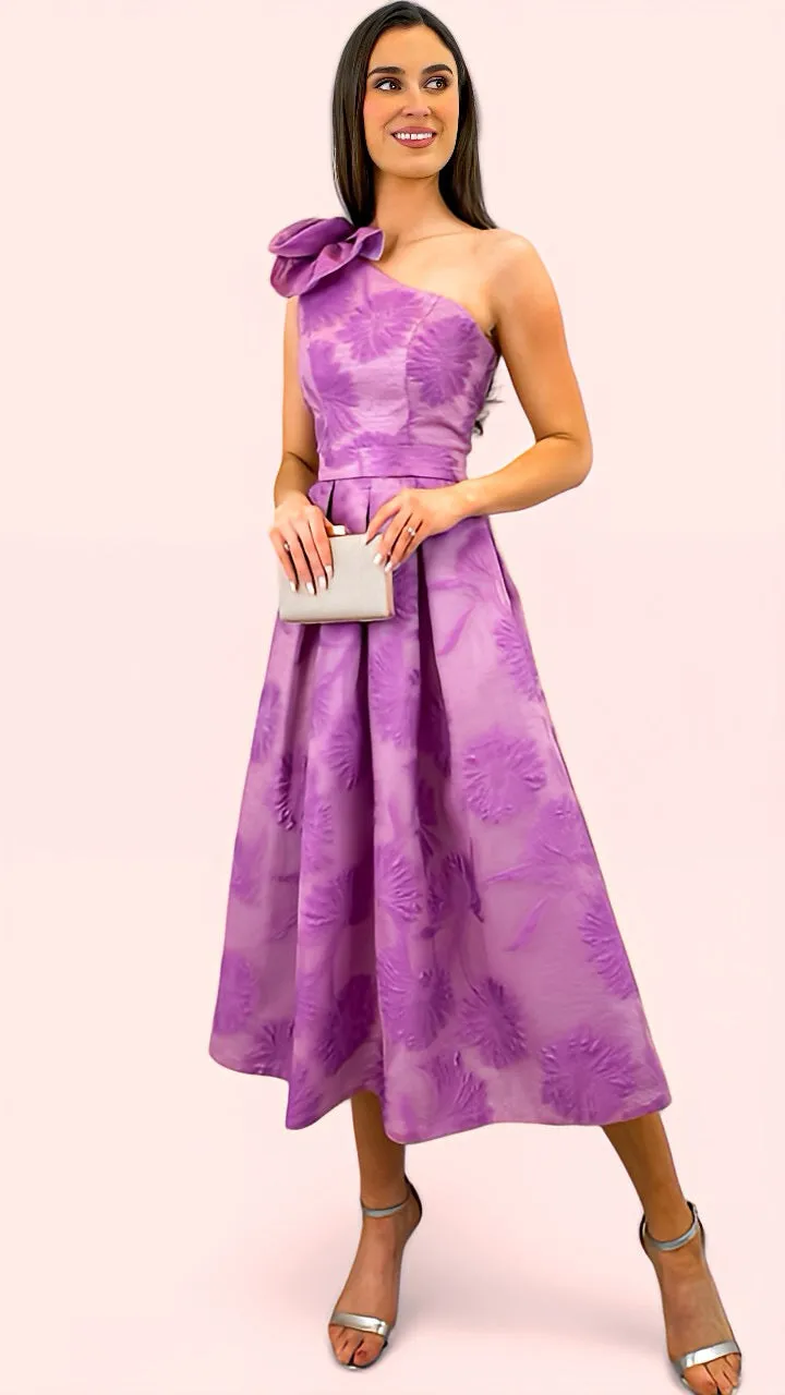 A1547 Orchid Jacquard Flare Dress