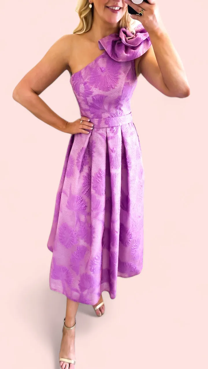 A1547 Orchid Jacquard Flare Dress