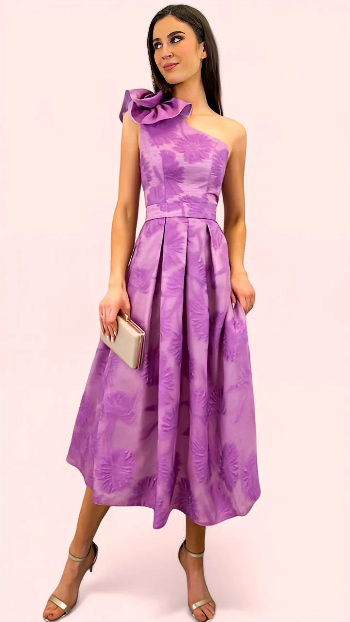 A1547 Orchid Jacquard Flare Dress