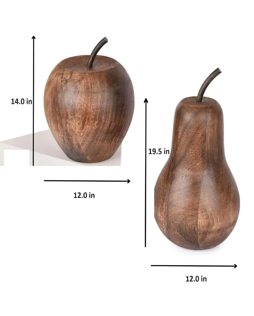 Achaman Mango Wood Pear & Apple Decorative | Set Of 2