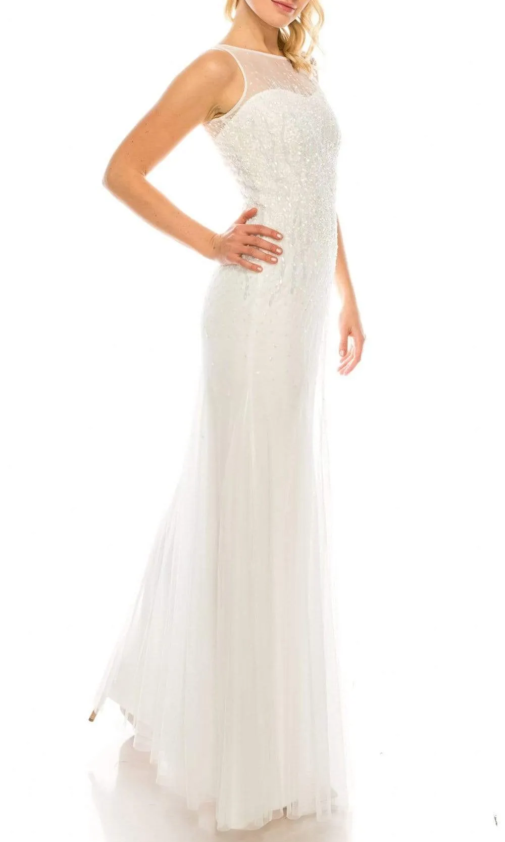 Adrianna Papell - 91892190 Beaded Illusion Neck Dress