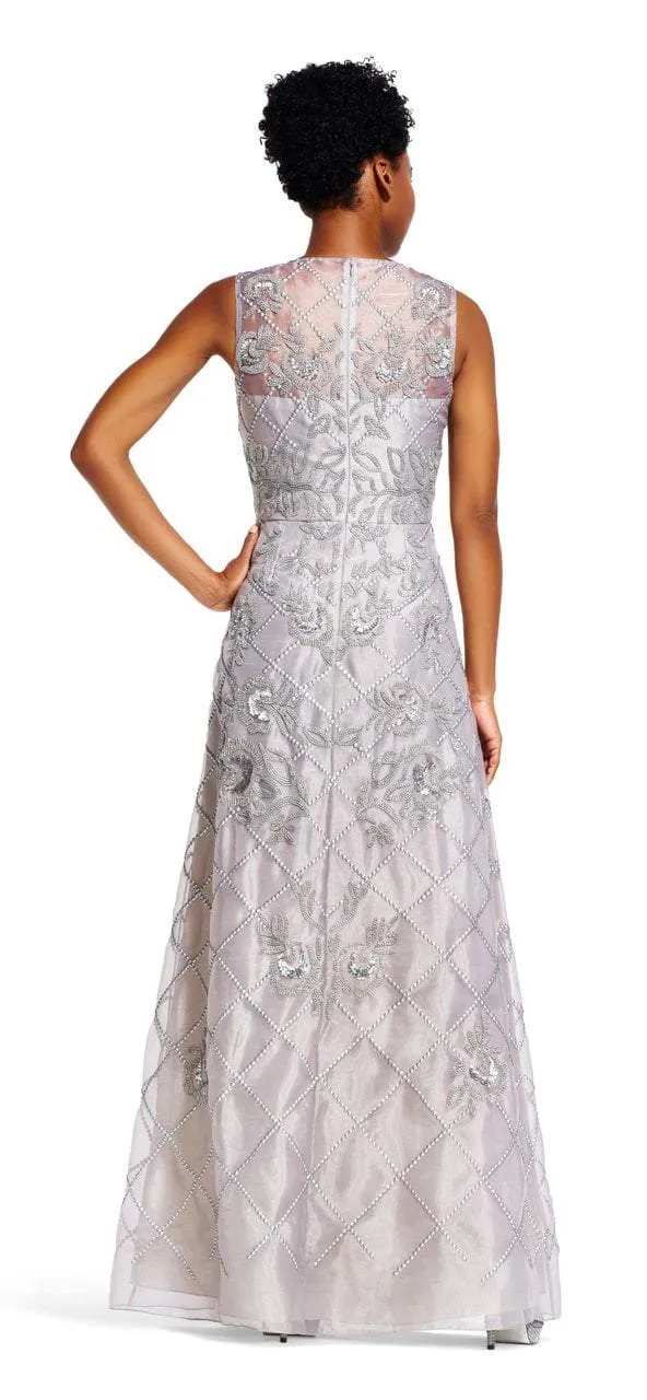 Adrianna Papell - AP1E201287 Beaded V-neck A-line Dress