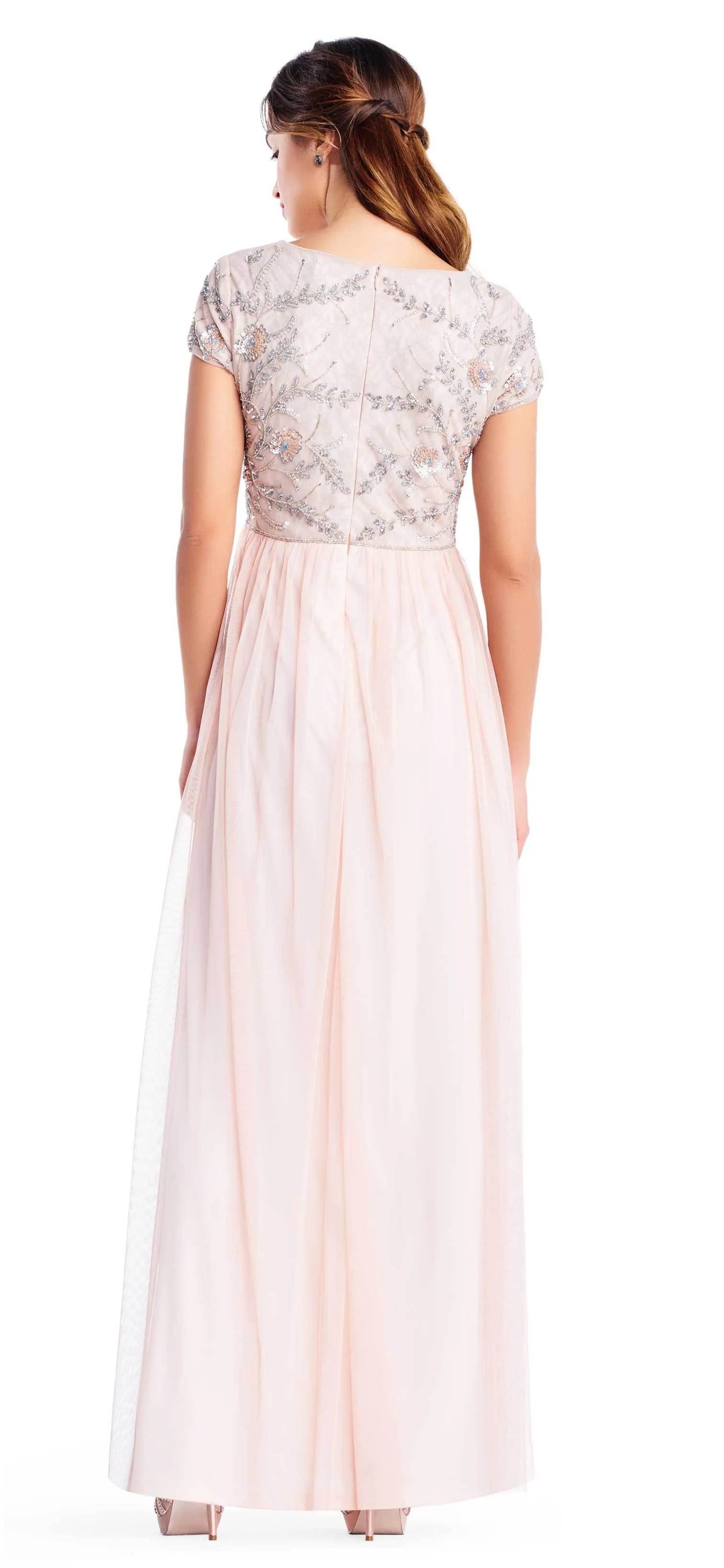 Adrianna Papell - AP1E202874 Embellished Illusion Tulle A-line Dress