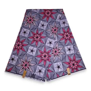 African Wax print fabric - Grey Starflower