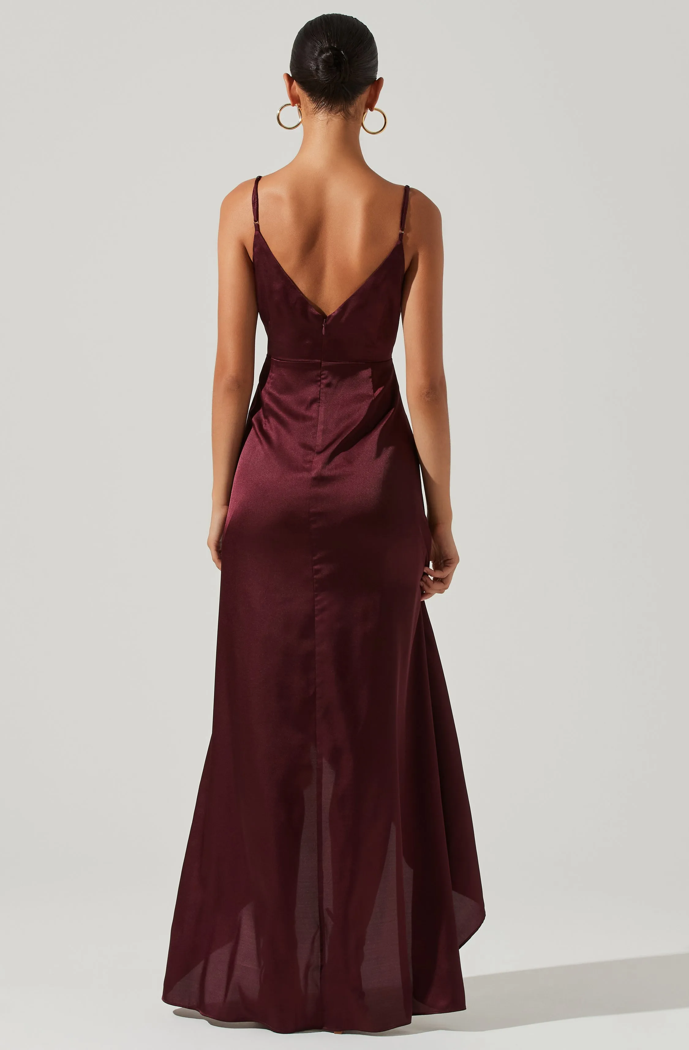 Amalia Ruched Satin Maxi Dress