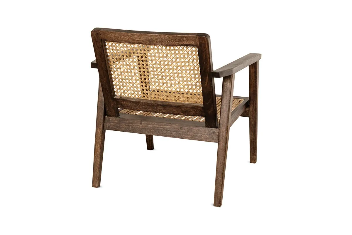 Atri Mango Wood & Cane Occasional Chair - Dark Brown