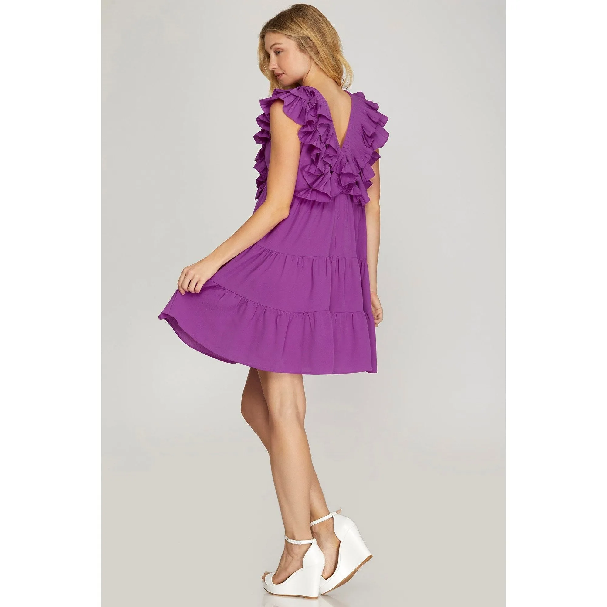 Best Dressed Sleeveless Pleated Ruffle Tiered Dress