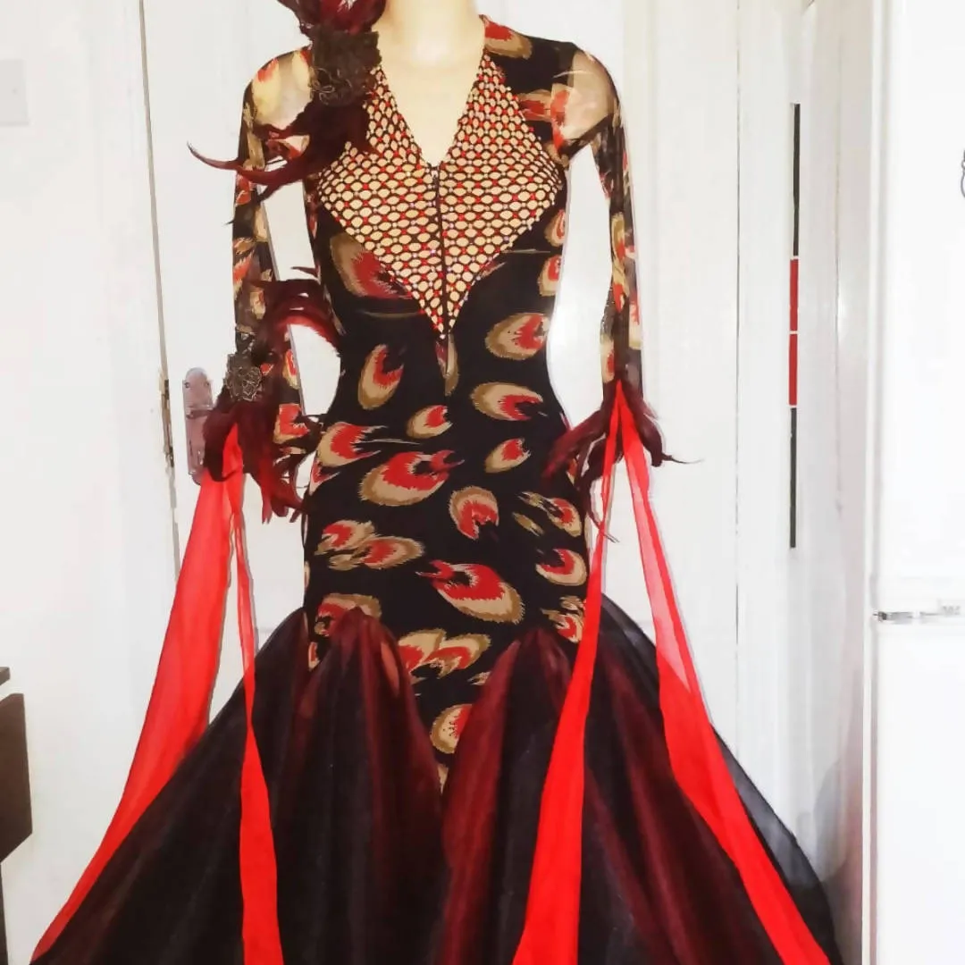 Black & Dark Red  Ballroom Dress