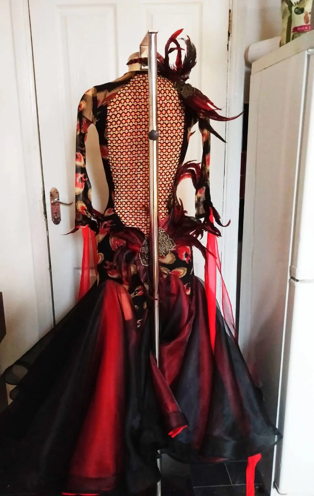 Black & Dark Red  Ballroom Dress