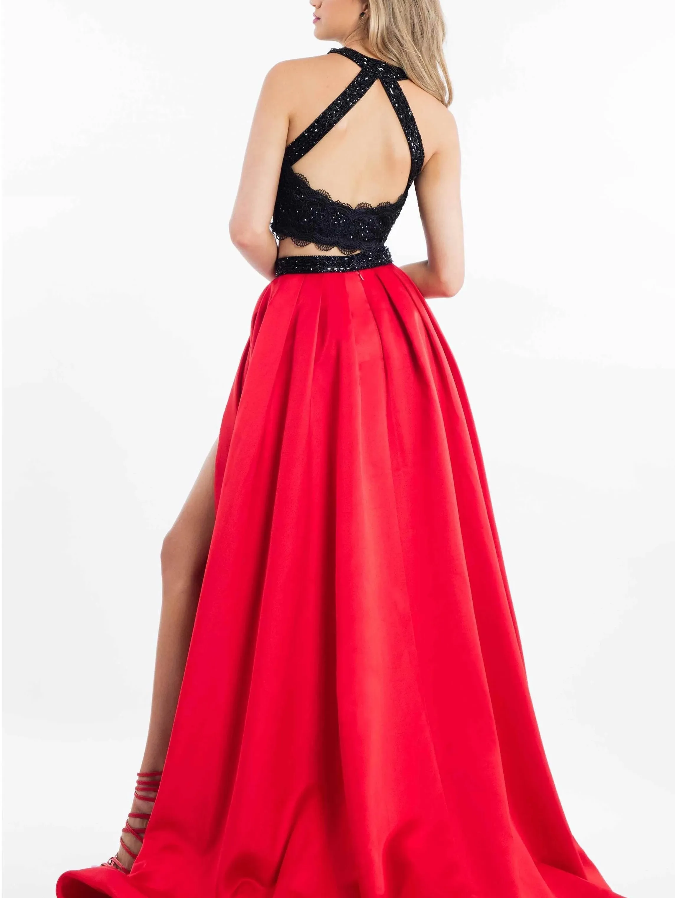 Black/Red Two Piece Shorts Prom Dresses