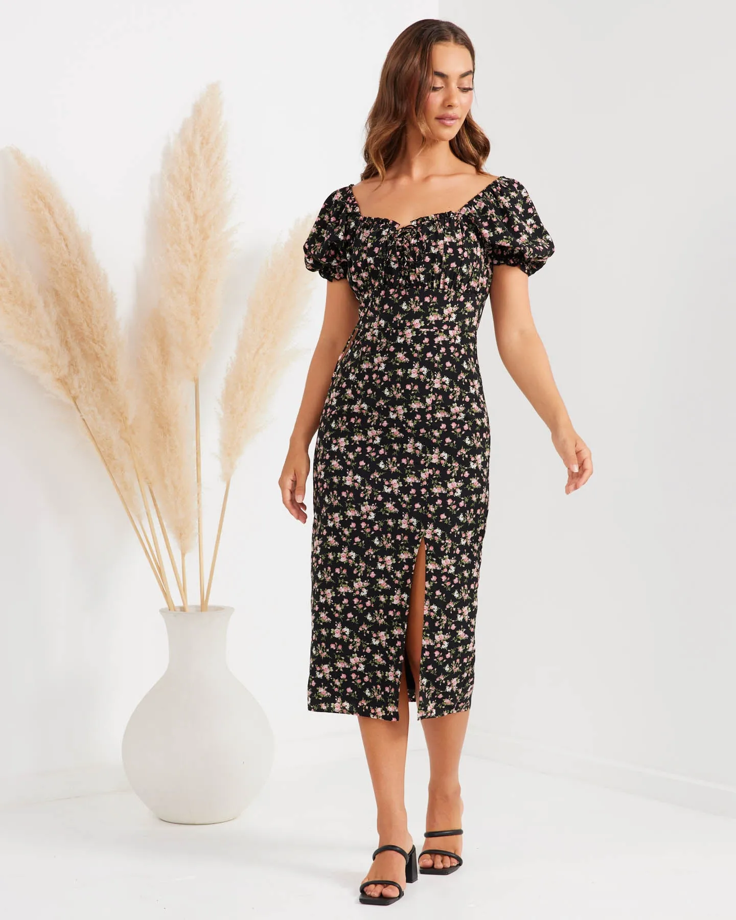 Blakely Dress-Black Floral