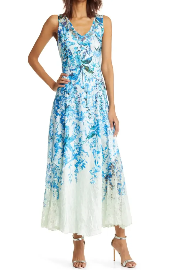 Blue Ivy Floral Satin Maxi Dress