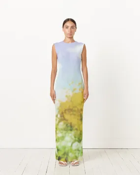 Blurred Maxi Dress in Purple/Yellow