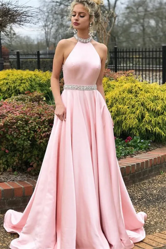 Blushing Pink Mermaid Prom Gown Adorned with Shimmering Beads