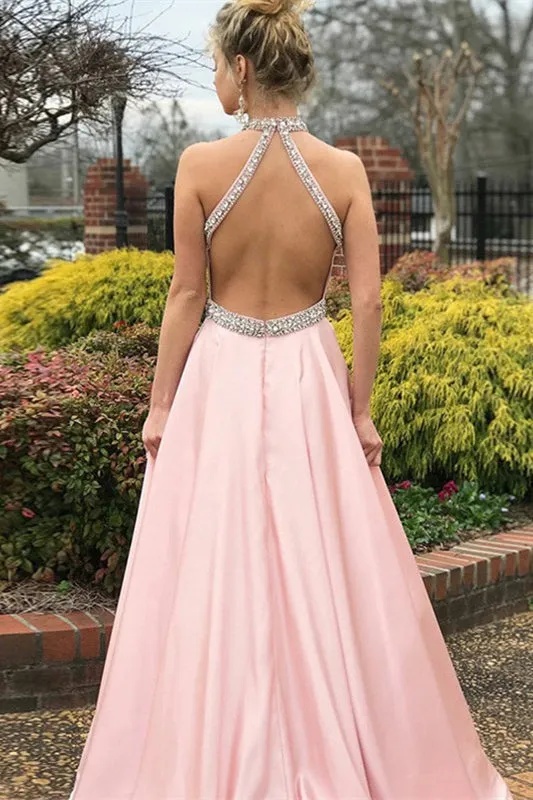 Blushing Pink Mermaid Prom Gown Adorned with Shimmering Beads