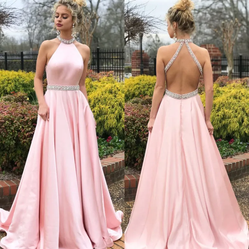 Blushing Pink Mermaid Prom Gown Adorned with Shimmering Beads