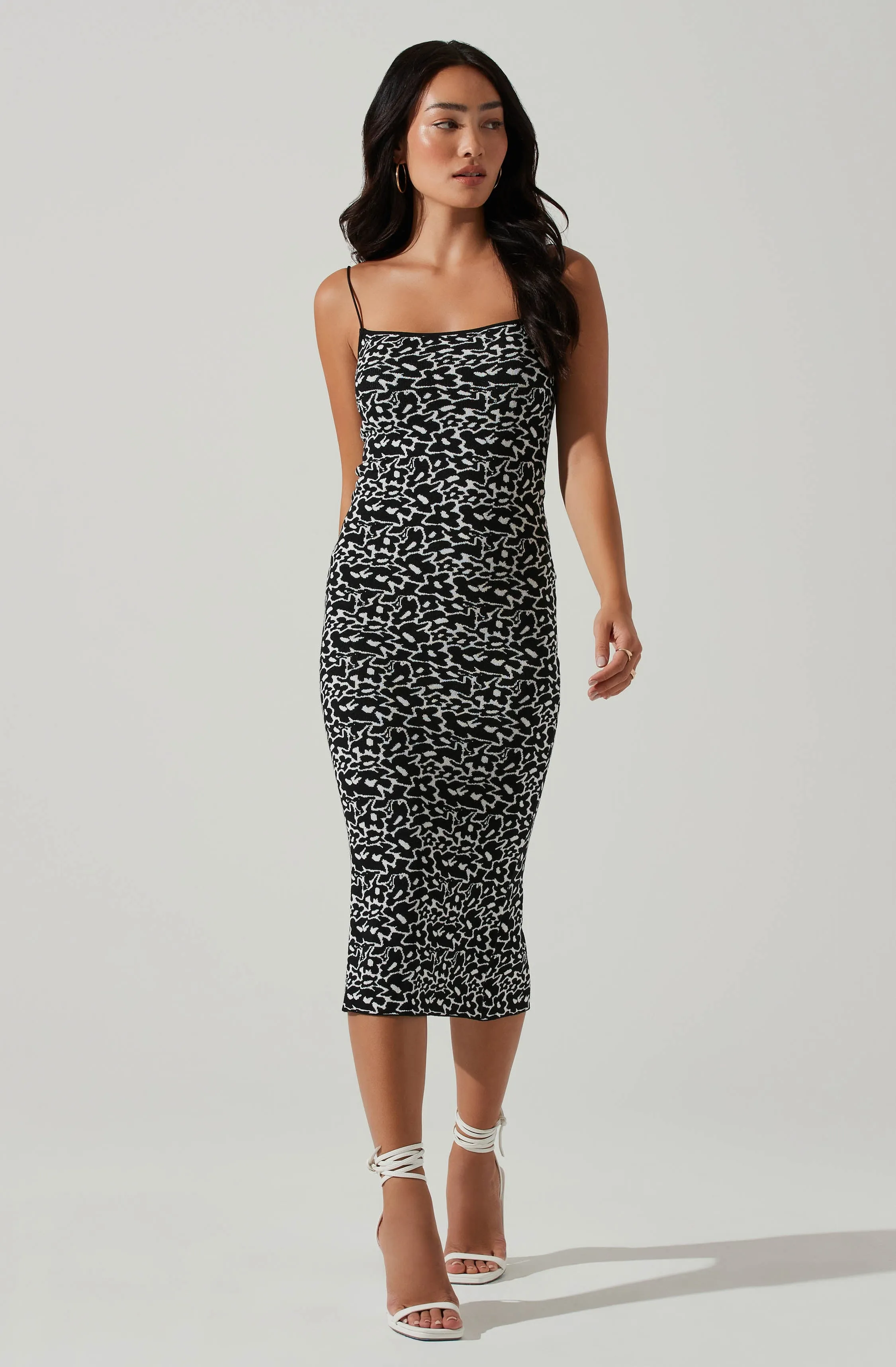 Catira Floral Print Knit Bodycon Midi Dress with Stretch for Comfort and Style