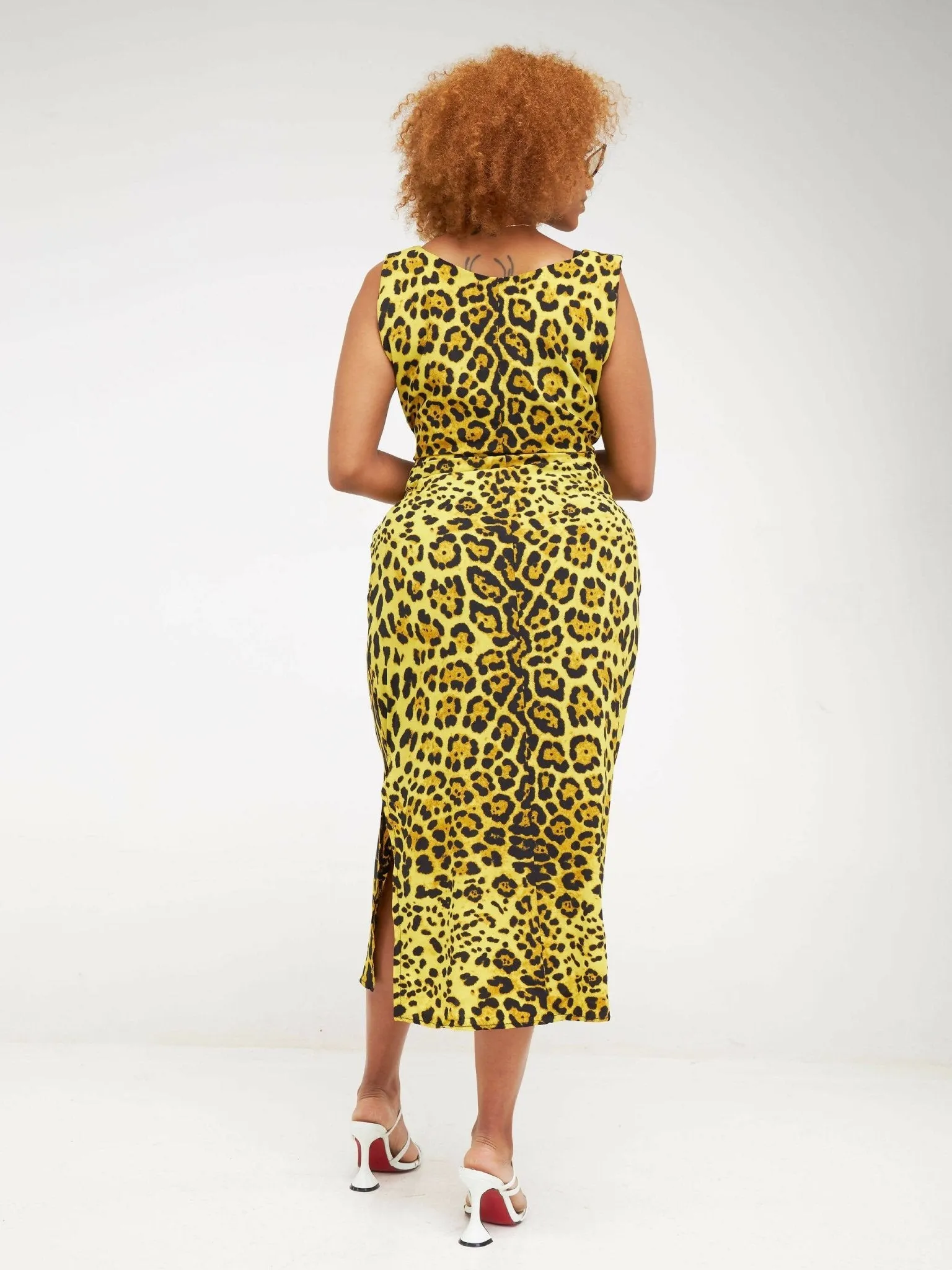 Dewuor Leopard Print Bodycon Dress - Yellow