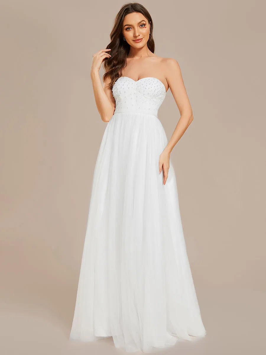 Elegant Pure Sequins Mesh Beaded Sweetheart Neck Wedding Dresses