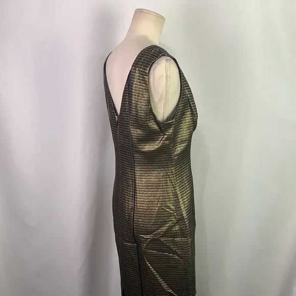 Elie Tahari Elegant Gold Dress with Black Piping - New with Tags