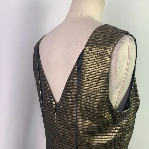 Elie Tahari Elegant Gold Dress with Black Piping - New with Tags