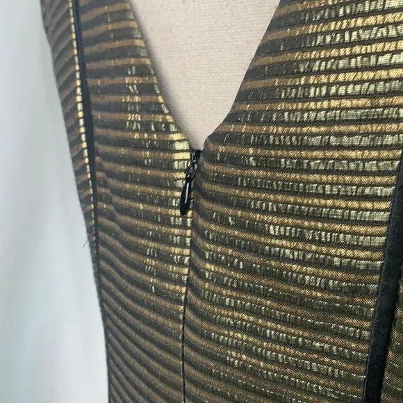 Elie Tahari Elegant Gold Dress with Black Piping - New with Tags