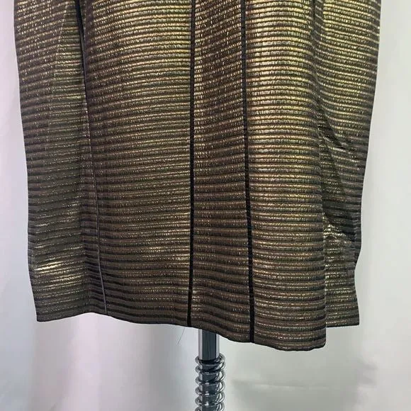 Elie Tahari Elegant Gold Dress with Black Piping - New with Tags