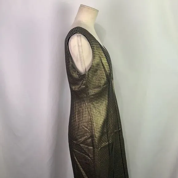 Elie Tahari Elegant Gold Dress with Black Piping - New with Tags