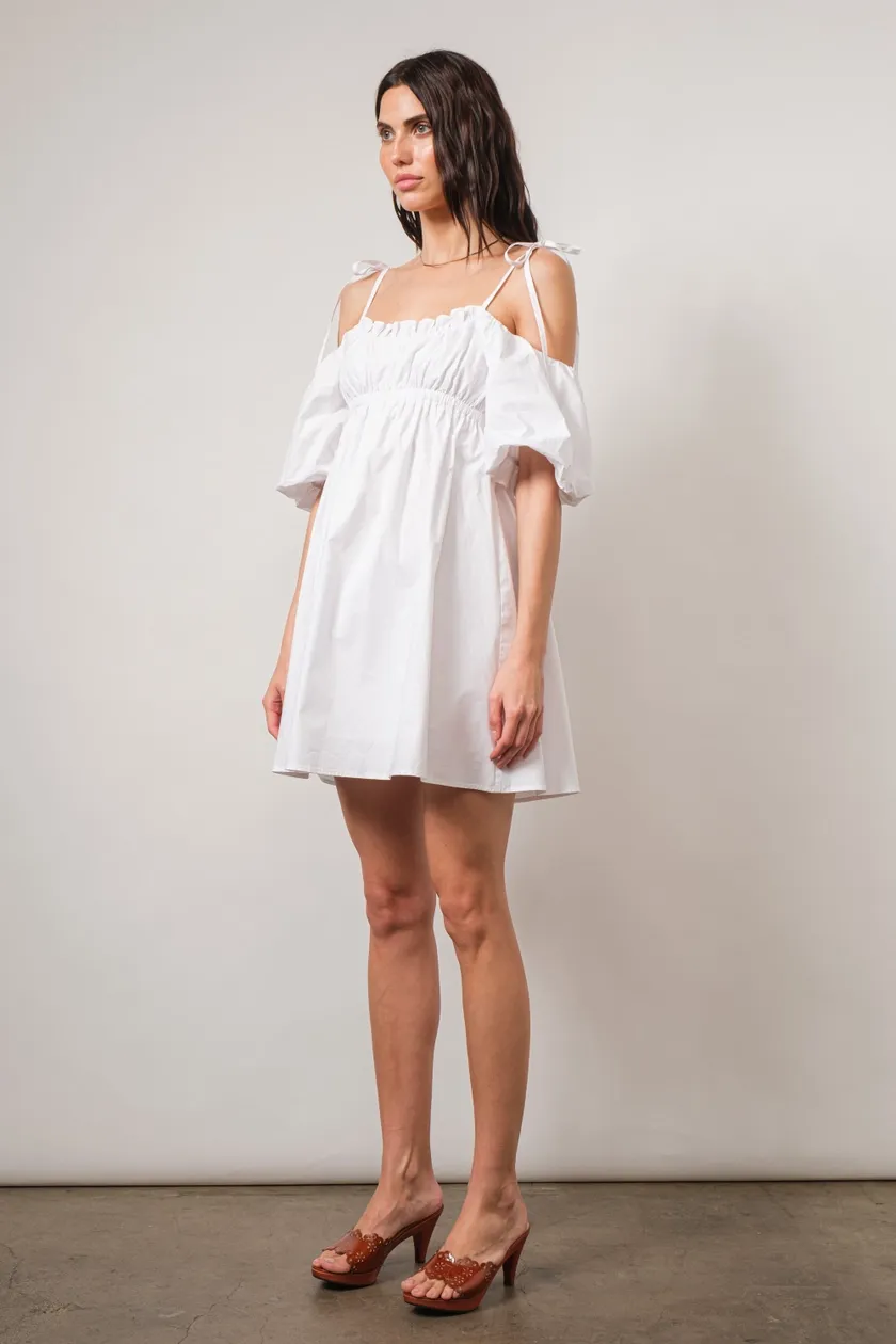 Empire Waist Cold Shoulder Mini Dress