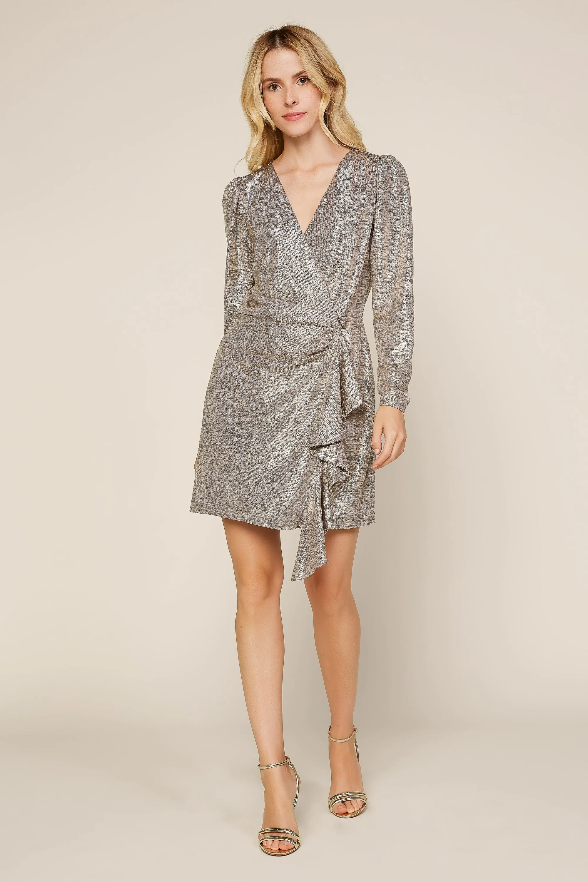 Foil Stretch Wrap Cocktail Dress