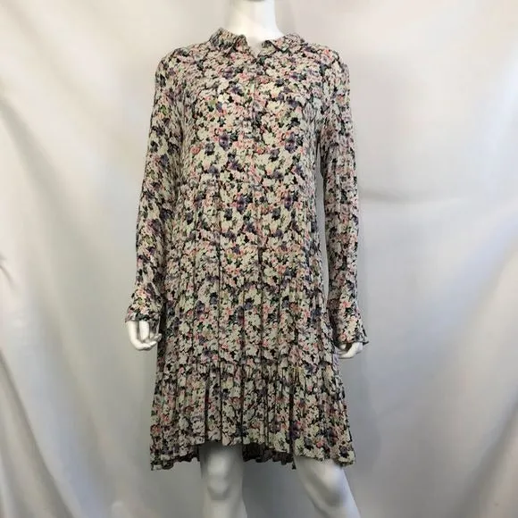 GANNI Floral Print Peasant Dress