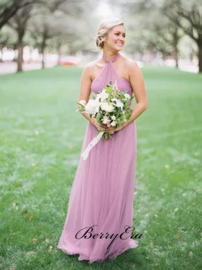 Halter Wedding Bridesmaid Dresses, Newest Chiffon Wedding Guest Dresses