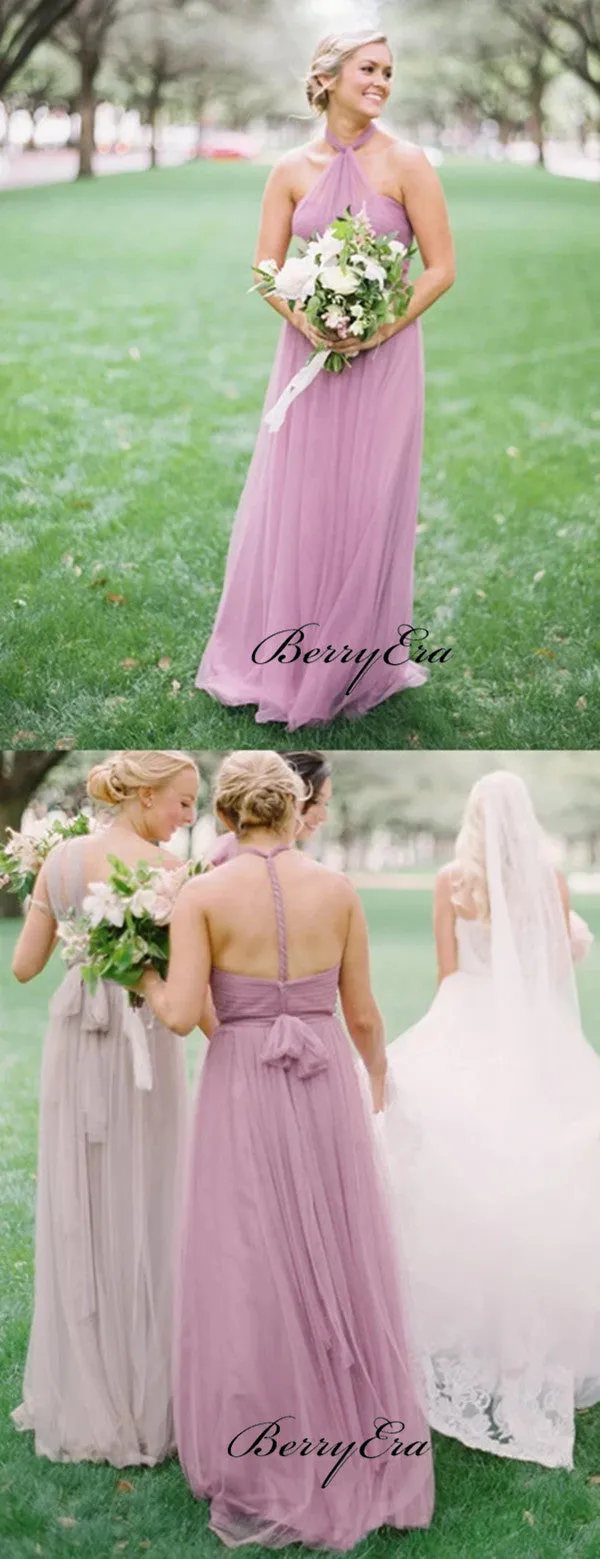 Halter Wedding Bridesmaid Dresses, Newest Chiffon Wedding Guest Dresses