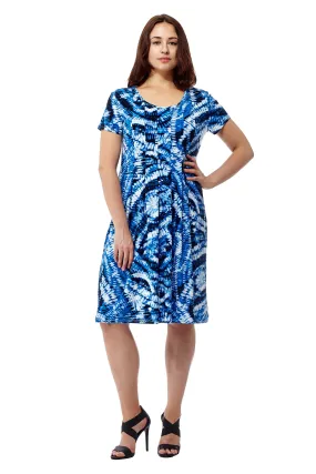 La Cera Paisley Tie Dye Print Short Sleeve Dress