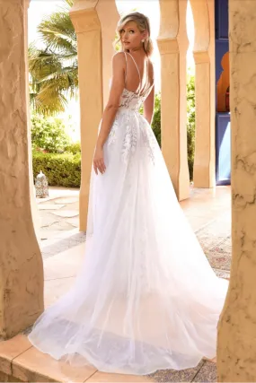 LACE WEDDING GOWN WITH OVERSKIRT