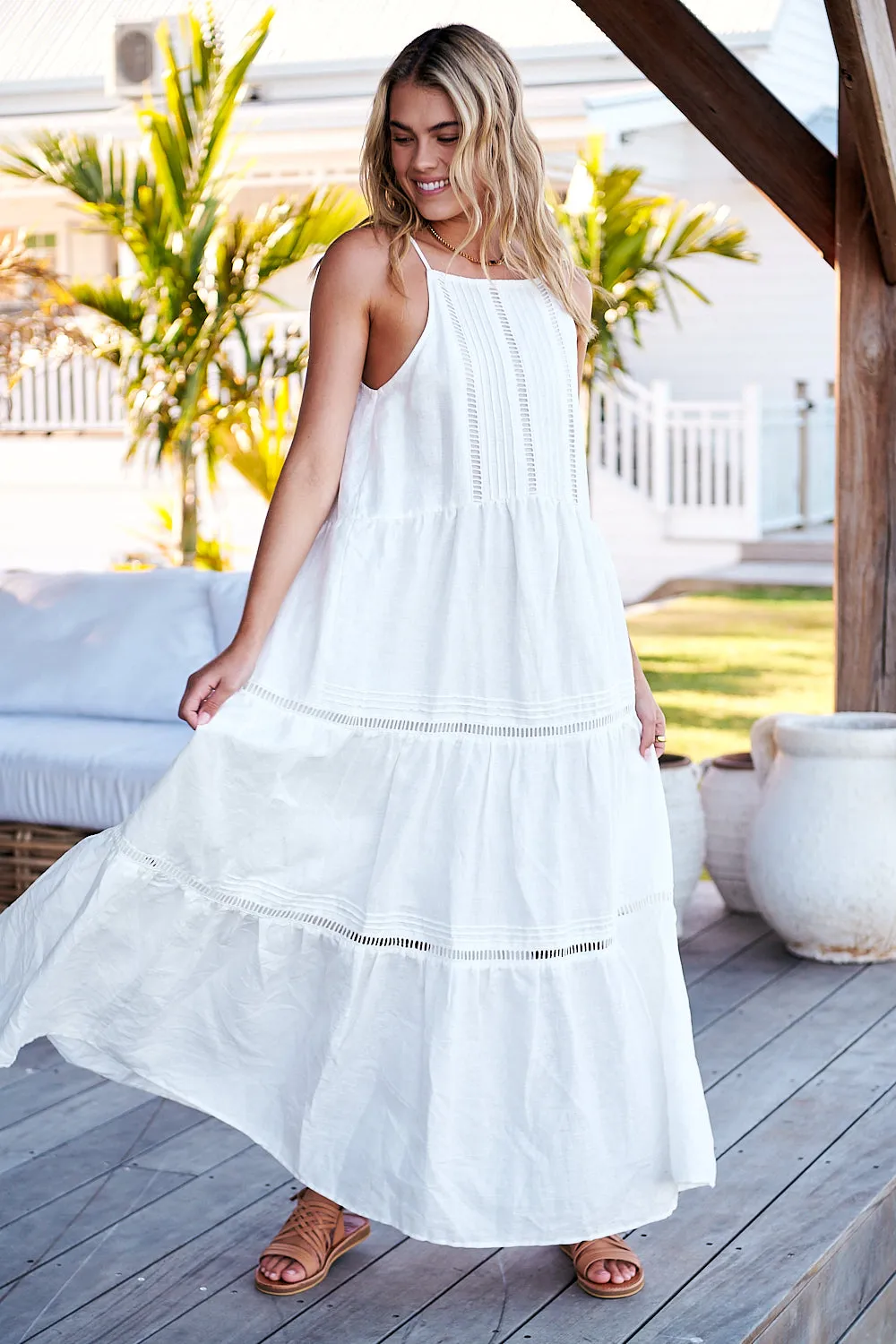 Lala Linen Maxi Dress - White