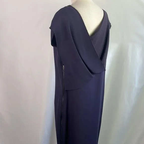 LanvinPurpleDrape Back Wool Dress