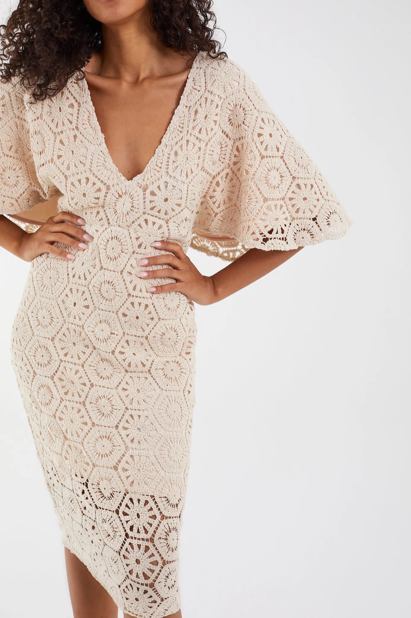 Love Lace Flutter Sleeve Dress