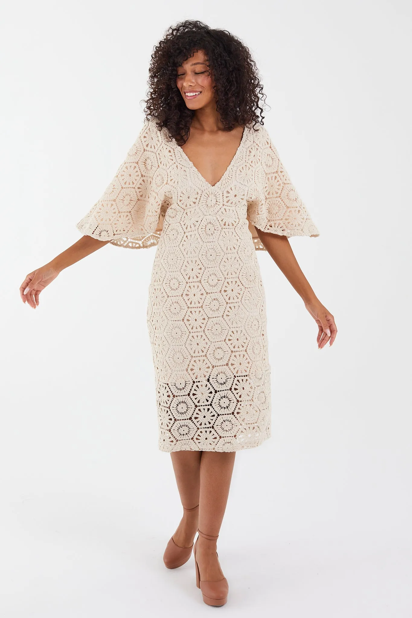 Love Lace Flutter Sleeve Dress