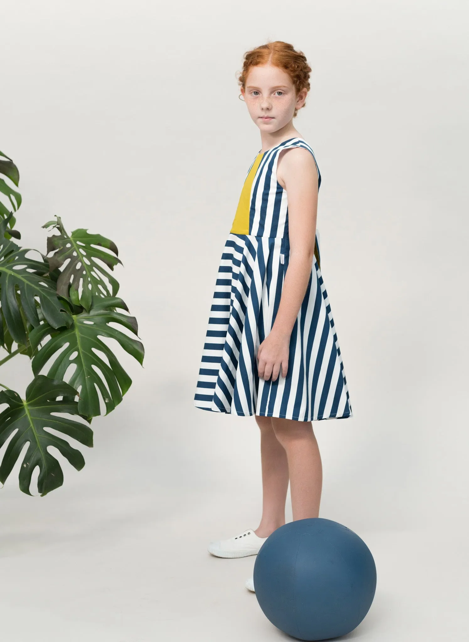 MOTORETA Vega Dress in Blue & White Stripe