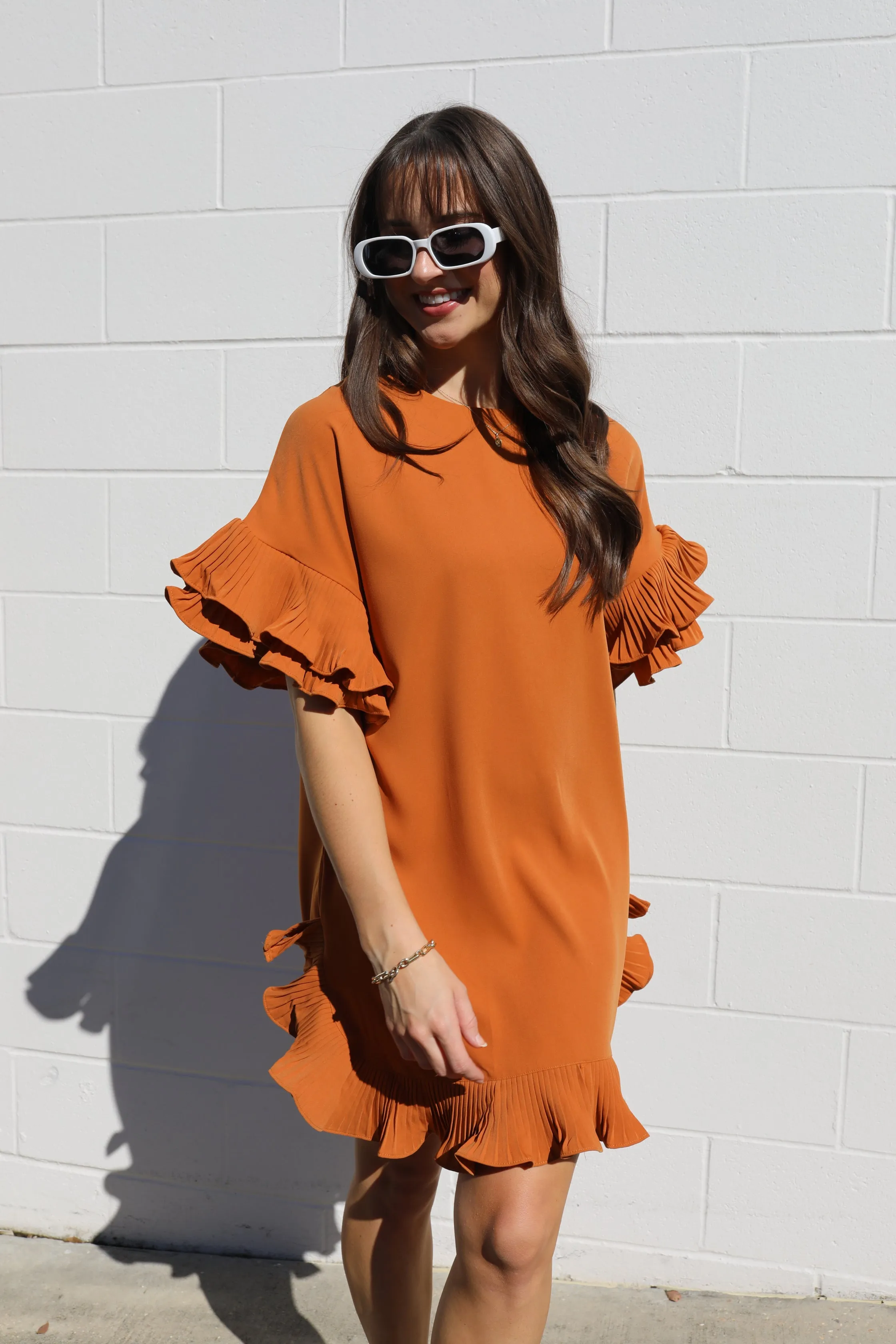 On The Boulevard Ruffle Dress