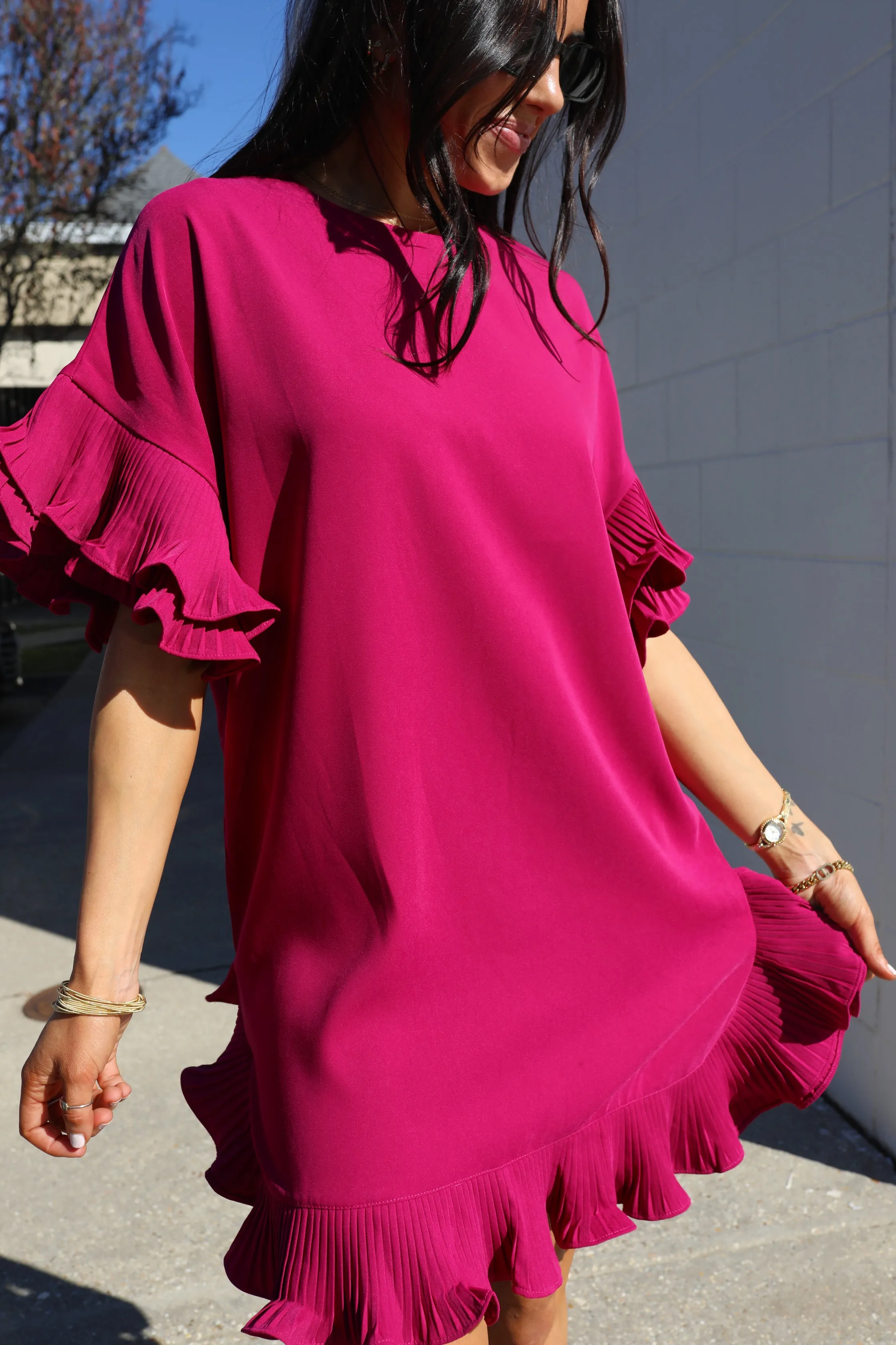 On The Boulevard Ruffle Dress