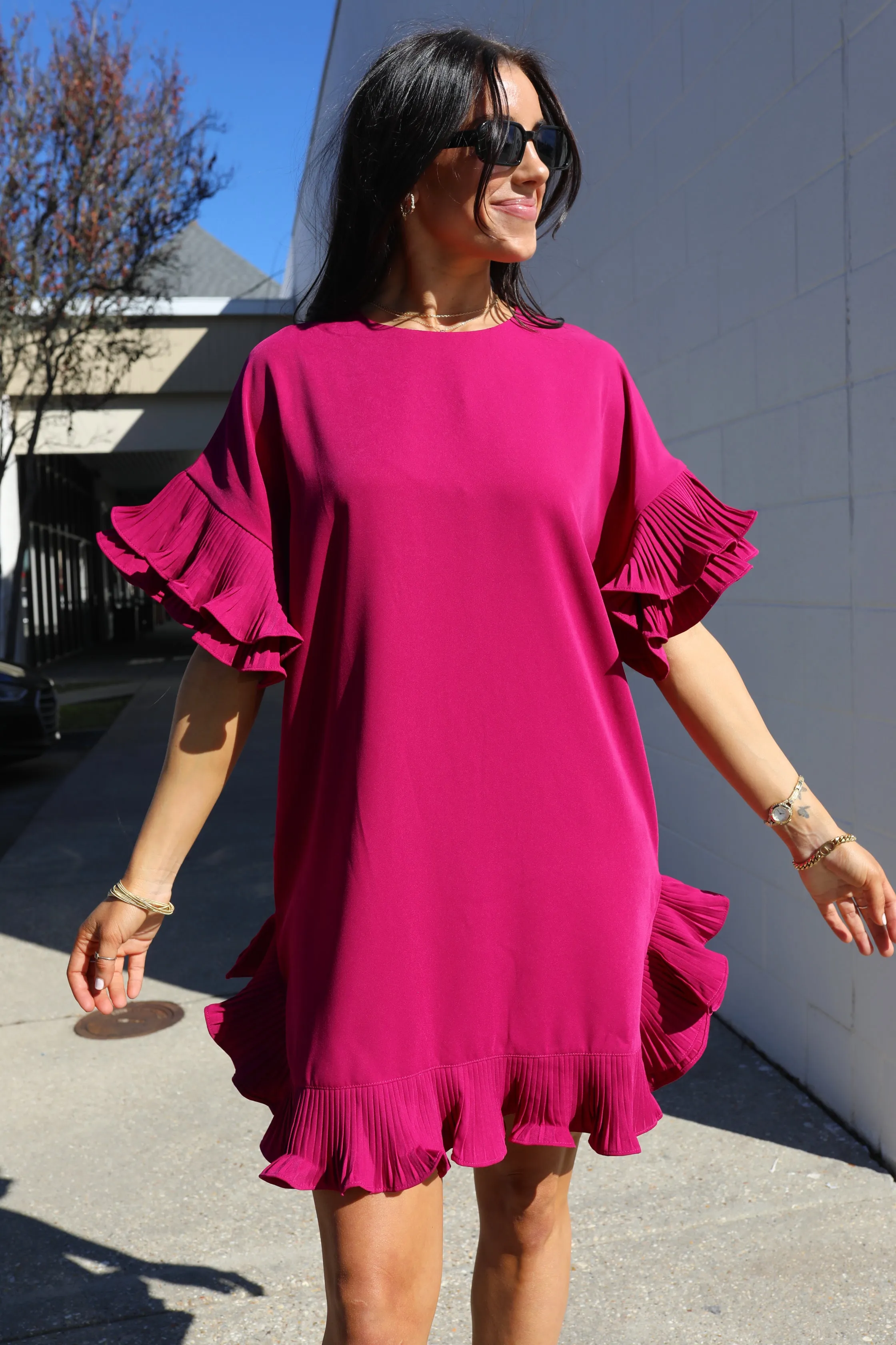 On The Boulevard Ruffle Dress