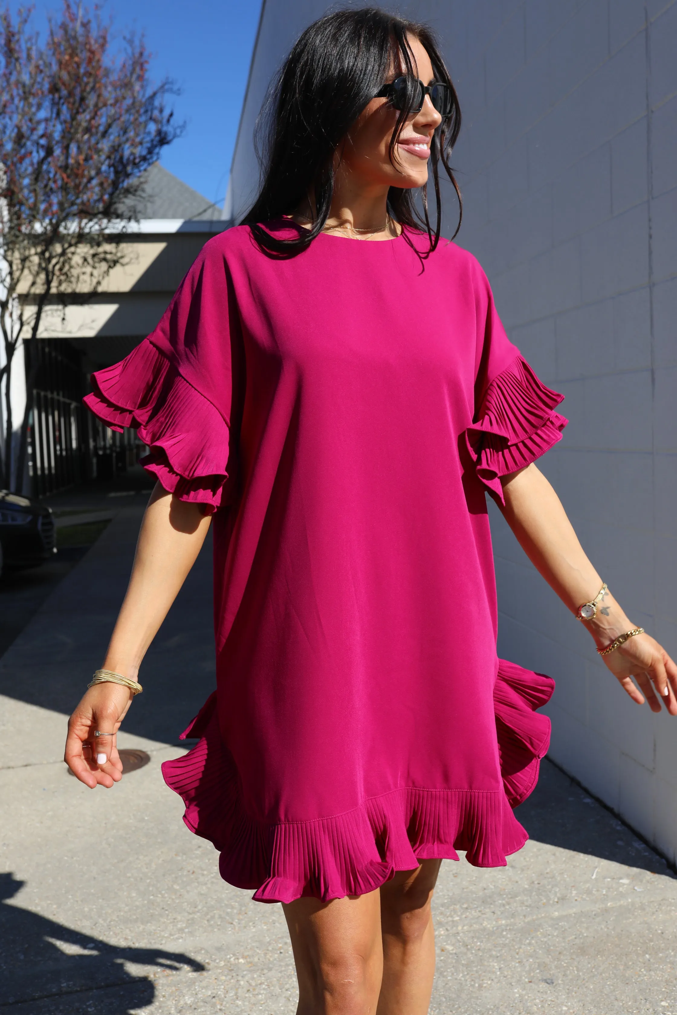 On The Boulevard Ruffle Dress