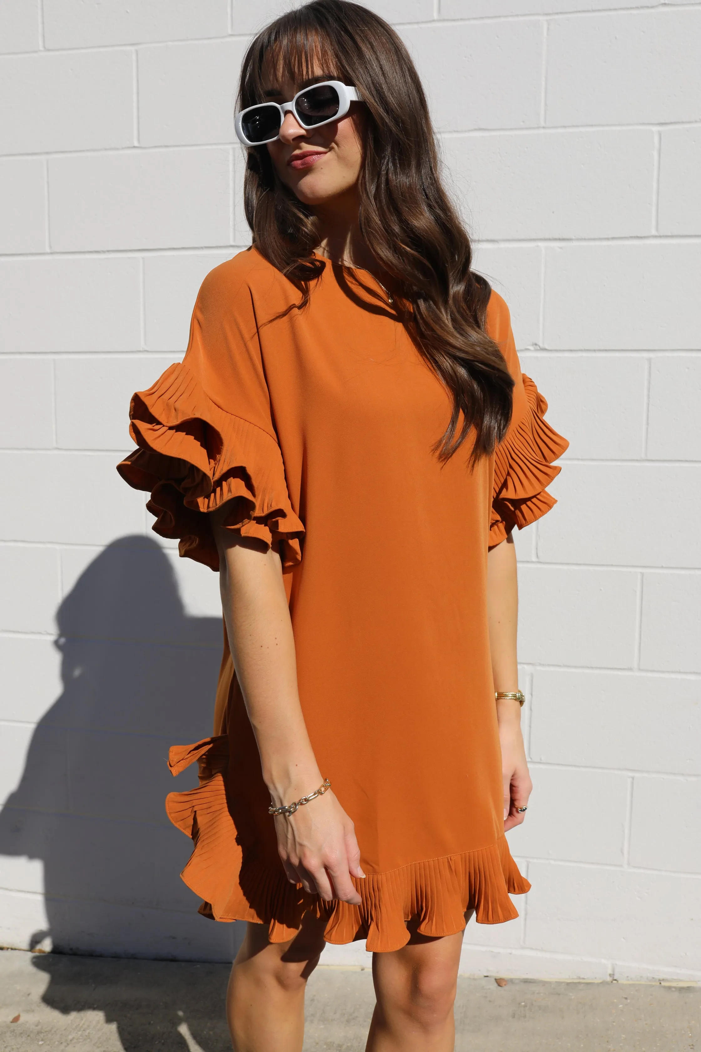 On The Boulevard Ruffle Dress